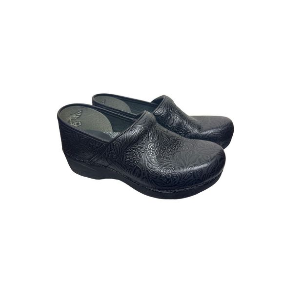 Dansko Pro XP 2.0 Floral Tooled Black Clog Comfort Shoes EU 40 US 9.5-10 Women's - Picture 6 of 10